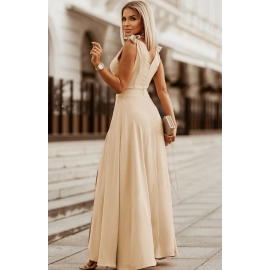 Elegant Long Formal Prom Dress Woman  Sexy V-neck Split Evening Party Dresses For Women Sleeveless Lace Up Office Lady Dress